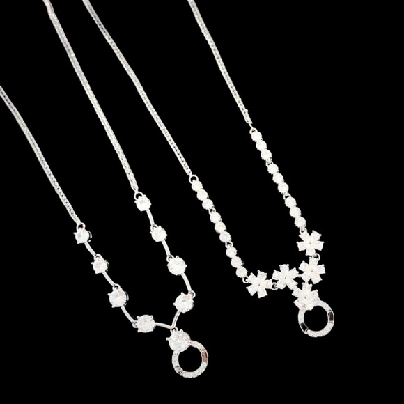 Silver Crystal Circle Necklace - Picture 8 of 8